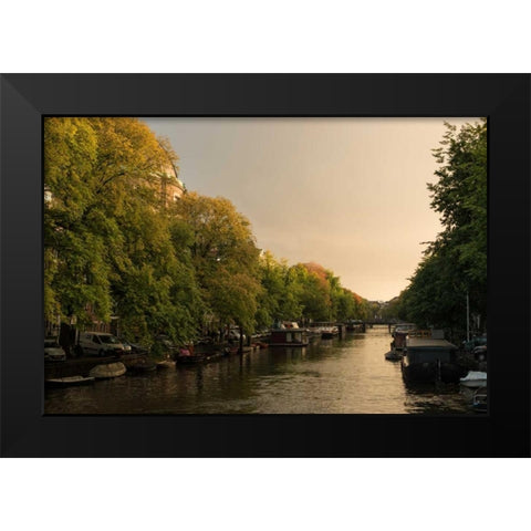 Amsterdam Singel Canal III Black Modern Wood Framed Art Print by Berzel, Erin