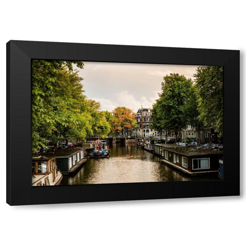 Amsterdam Singel Canal IV Black Modern Wood Framed Art Print with Double Matting by Berzel, Erin