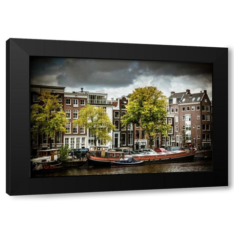 Amstel and Kerkstraat Black Modern Wood Framed Art Print by Berzel, Erin