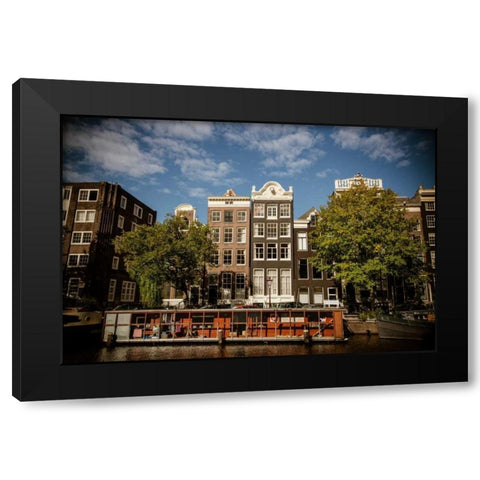 Amsterdam Canal Houses I Black Modern Wood Framed Art Print with Double Matting by Berzel, Erin