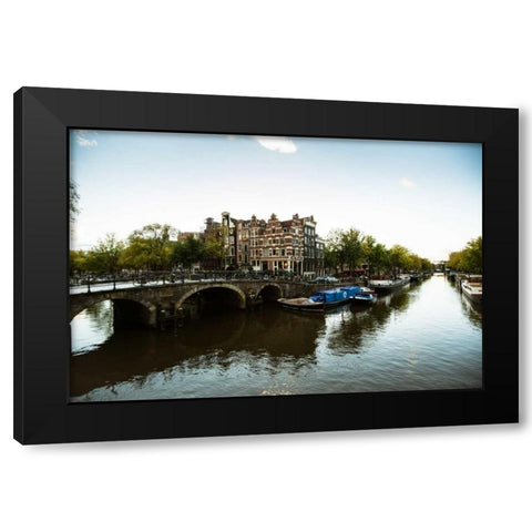 Brouwersgracht Canal Black Modern Wood Framed Art Print by Berzel, Erin