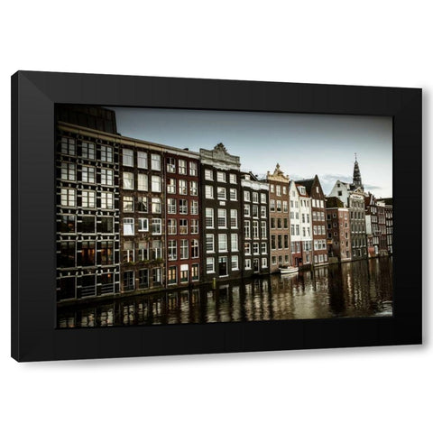 Amsterdams Dancing Houses Black Modern Wood Framed Art Print with Double Matting by Berzel, Erin