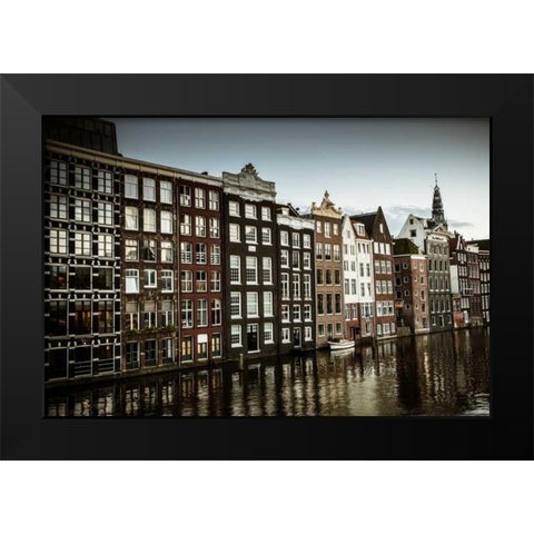 Amsterdams Dancing Houses Black Modern Wood Framed Art Print by Berzel, Erin