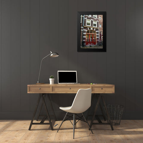 Red Door in Amsterdam Black Modern Wood Framed Art Print by Berzel, Erin