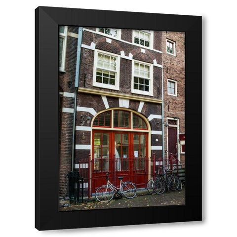 Red Door in Amsterdam Black Modern Wood Framed Art Print by Berzel, Erin