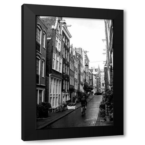 Amsterdam Black and White Street Black Modern Wood Framed Art Print by Berzel, Erin
