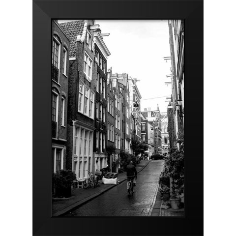 Amsterdam Black and White Street Black Modern Wood Framed Art Print by Berzel, Erin