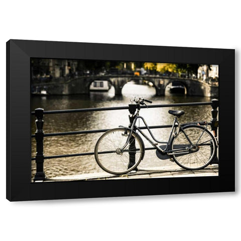 Amsterdam Gray Bicycle Black Modern Wood Framed Art Print with Double Matting by Berzel, Erin