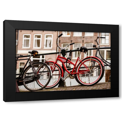 Amsterdam Red Bicycle Black Modern Wood Framed Art Print by Berzel, Erin
