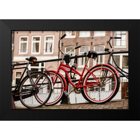 Amsterdam Red Bicycle Black Modern Wood Framed Art Print by Berzel, Erin