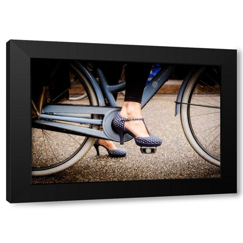 Polka Dot Heels Black Modern Wood Framed Art Print by Berzel, Erin