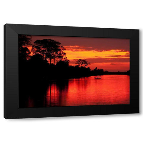 Angkor Sunset I Black Modern Wood Framed Art Print with Double Matting by Berzel, Erin
