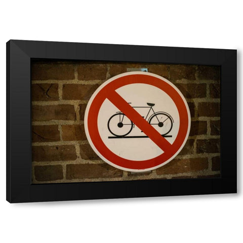 No Bicycles Allowed Black Modern Wood Framed Art Print with Double Matting by Berzel, Erin