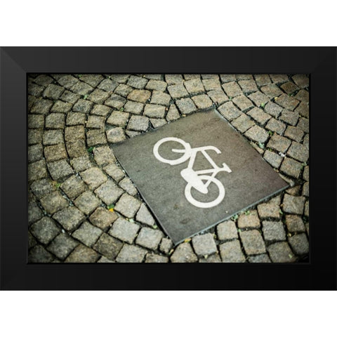 Amsterdam Bike Path Black Modern Wood Framed Art Print by Berzel, Erin