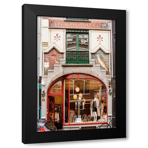 Colorful Amsterdam Facade Black Modern Wood Framed Art Print with Double Matting by Berzel, Erin