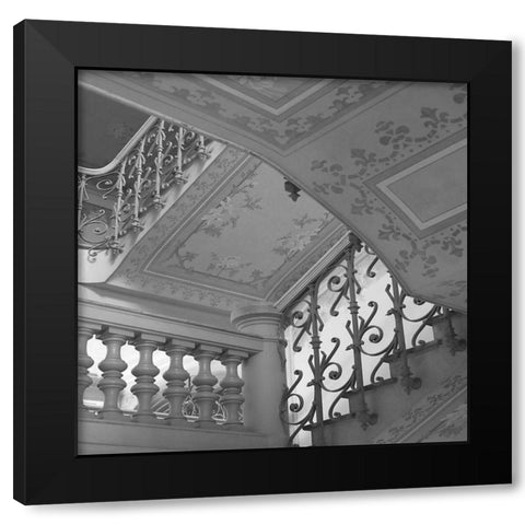 Belle Epoque II BW Square Black Modern Wood Framed Art Print with Double Matting by Crane, Rita