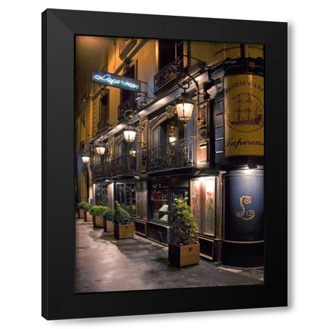 Paris Cafe III Black Modern Wood Framed Art Print with Double Matting by Crane, Rita