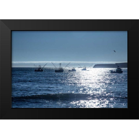 Fishing Boats I Black Modern Wood Framed Art Print by Crane, Rita