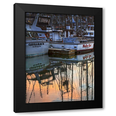 Harbor Reflections I Black Modern Wood Framed Art Print by Crane, Rita