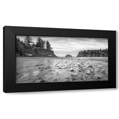 Sunset Bay BW Black Modern Wood Framed Art Print with Double Matting by Hellmann, Stan