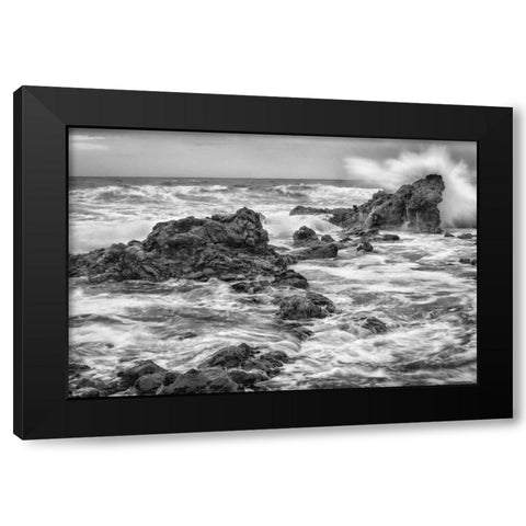 Hookipa BW Black Modern Wood Framed Art Print by Hellmann, Stan