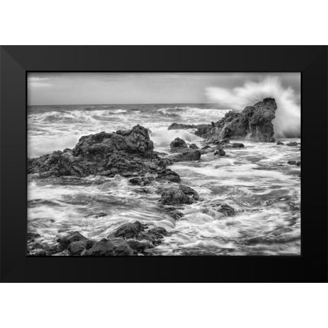 Hookipa BW Black Modern Wood Framed Art Print by Hellmann, Stan