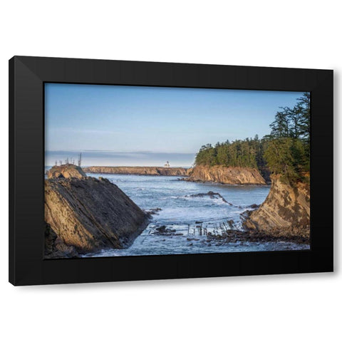 Cape Arago Lighthouse Black Modern Wood Framed Art Print by Hellmann, Stan