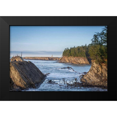 Cape Arago Lighthouse Black Modern Wood Framed Art Print by Hellmann, Stan