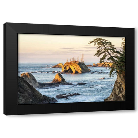 Sunset at Sunset Bay Black Modern Wood Framed Art Print by Hellmann, Stan