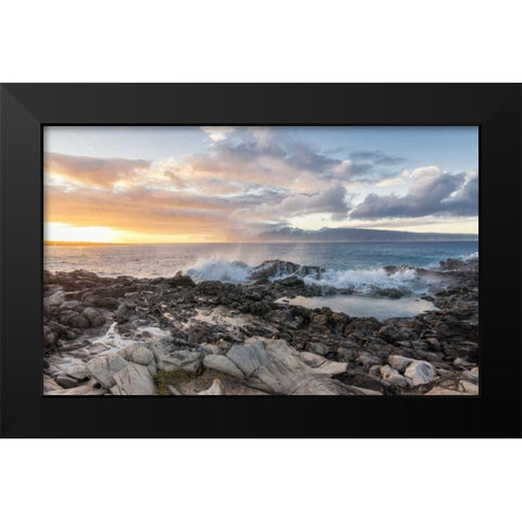 West Maui Sunset Black Modern Wood Framed Art Print by Hellmann, Stan