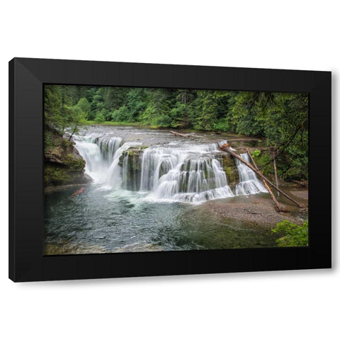 Lower Lewis River Falls Black Modern Wood Framed Art Print by Hellmann, Stan