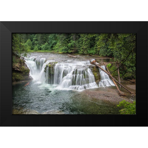Lower Lewis River Falls Black Modern Wood Framed Art Print by Hellmann, Stan