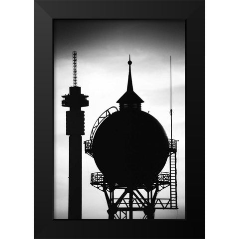Two Towers Black Modern Wood Framed Art Print by Hellmann, Stan