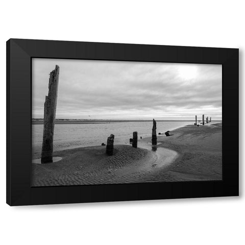 Pacific Beach BW Black Modern Wood Framed Art Print by Hellmann, Stan