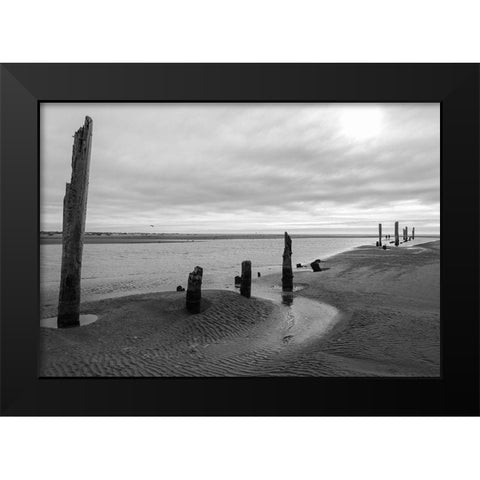 Pacific Beach BW Black Modern Wood Framed Art Print by Hellmann, Stan