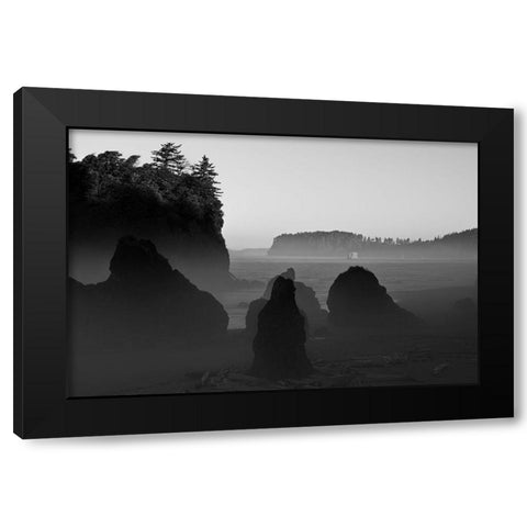 Ruby Beach Morning III BW Black Modern Wood Framed Art Print by Hellmann, Stan