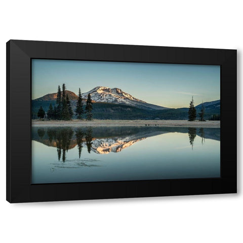 Sparks Lake Morning Black Modern Wood Framed Art Print by Hellmann, Stan