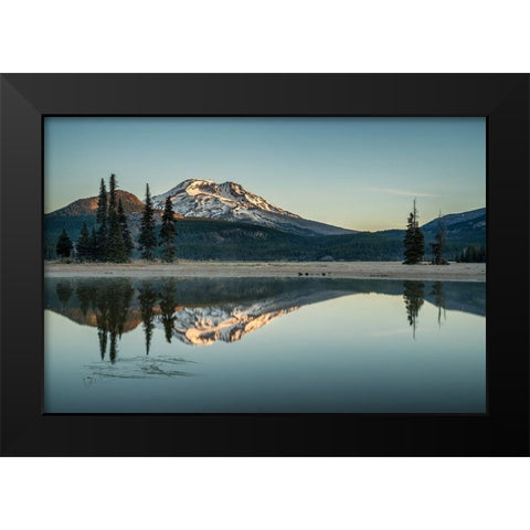 Sparks Lake Morning Black Modern Wood Framed Art Print by Hellmann, Stan