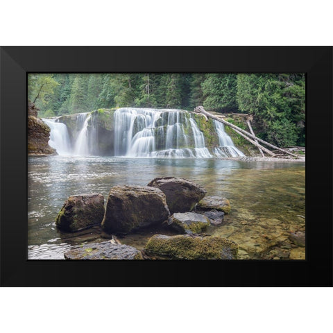 Lower Lewis River Falls Black Modern Wood Framed Art Print by Hellmann, Stan