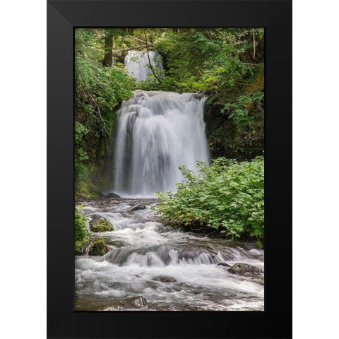Twin Falls Black Modern Wood Framed Art Print by Hellmann, Stan