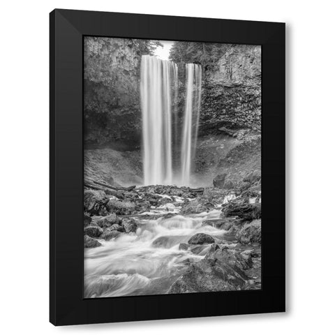 Tamanawas Falls II BW Black Modern Wood Framed Art Print with Double Matting by Hellmann, Stan