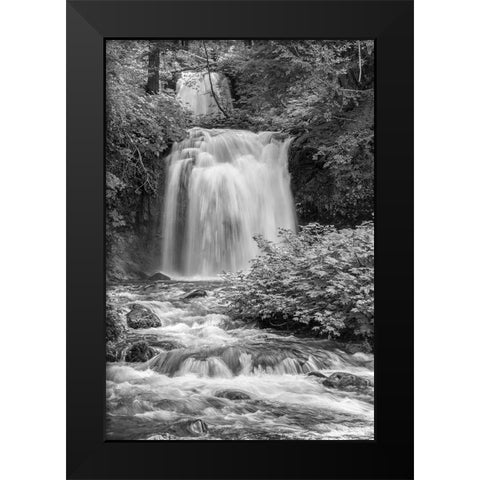 Twin Falls BW Black Modern Wood Framed Art Print by Hellmann, Stan