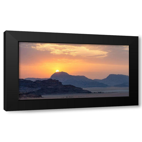 Wadi Rum Sunrise Black Modern Wood Framed Art Print with Double Matting by Hellmann, Stan