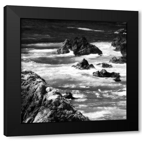 Garrapata 6 BW Square Black Modern Wood Framed Art Print with Double Matting by Hausenflock, Alan