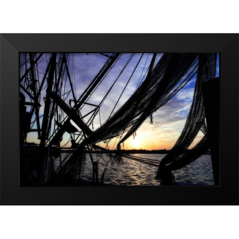 Shrimpers at Sunrise I Black Modern Wood Framed Art Print by Hausenflock, Alan