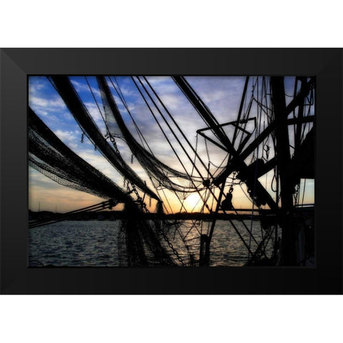 Shrimpers at Sunrise II Black Modern Wood Framed Art Print by Hausenflock, Alan