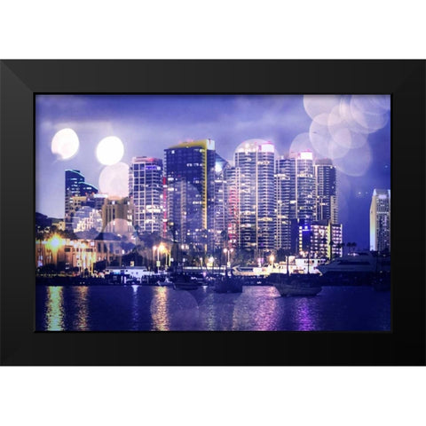 City Lights II Black Modern Wood Framed Art Print by Hausenflock, Alan