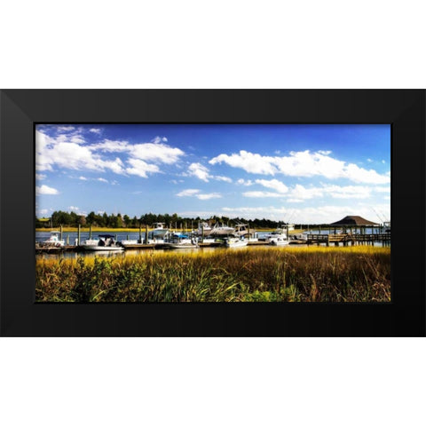 Waterway Dock I Black Modern Wood Framed Art Print by Hausenflock, Alan