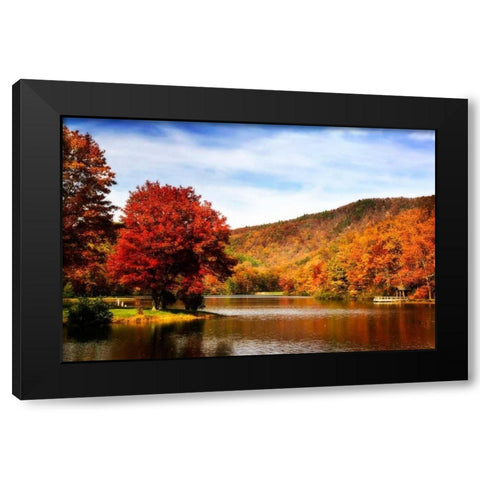 Mountain Lake Autumn Black Modern Wood Framed Art Print with Double Matting by Hausenflock, Alan