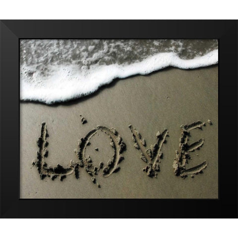 Love in Sand Black Modern Wood Framed Art Print by Hausenflock, Alan